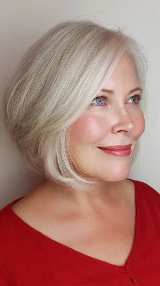 Softly Layered Ash Blonde Bob with Subtle Movement