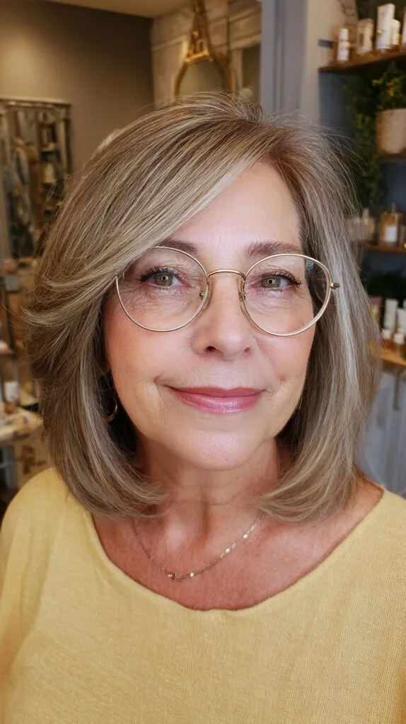 Softly Layered Ash Blonde Lob with Natural Volume