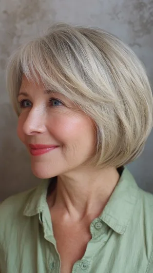 Softly Layered Blonde Bob with Subtle Movement