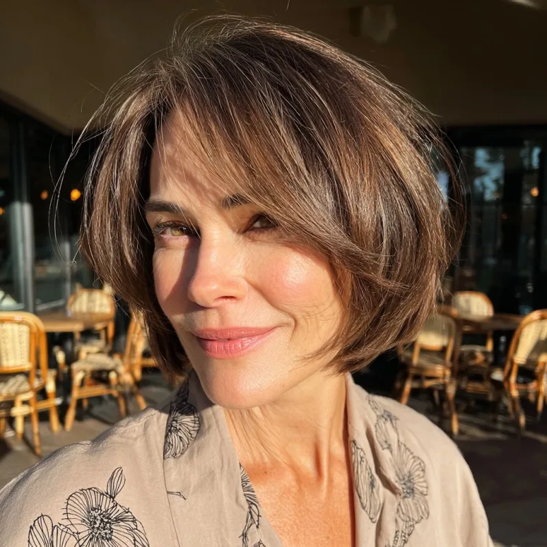 Softly Layered Bob with Side-Swept Bangs