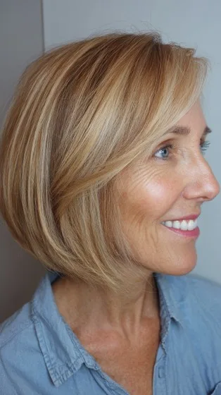 Softly Layered Golden Bob with Subtle Movement