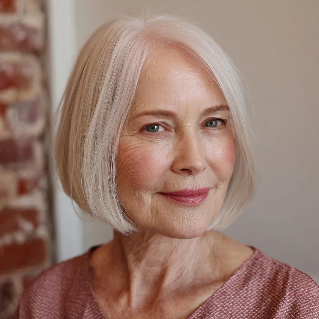 Softly Layered Icy Blonde Bob with Subtle Movement