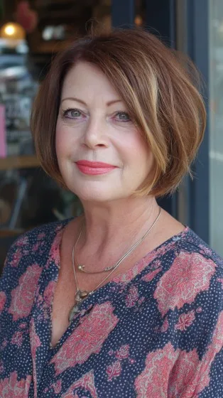 Softly Layered Side-Parted Bob with Subtle Highlights