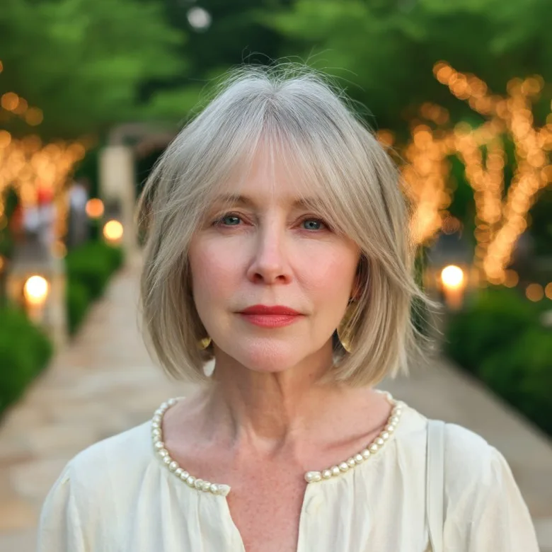 Softly Layered Silver Bob with Face-Framing Highlights