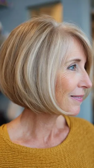 Softly Rounded Blonde Bob with Subtle Layers