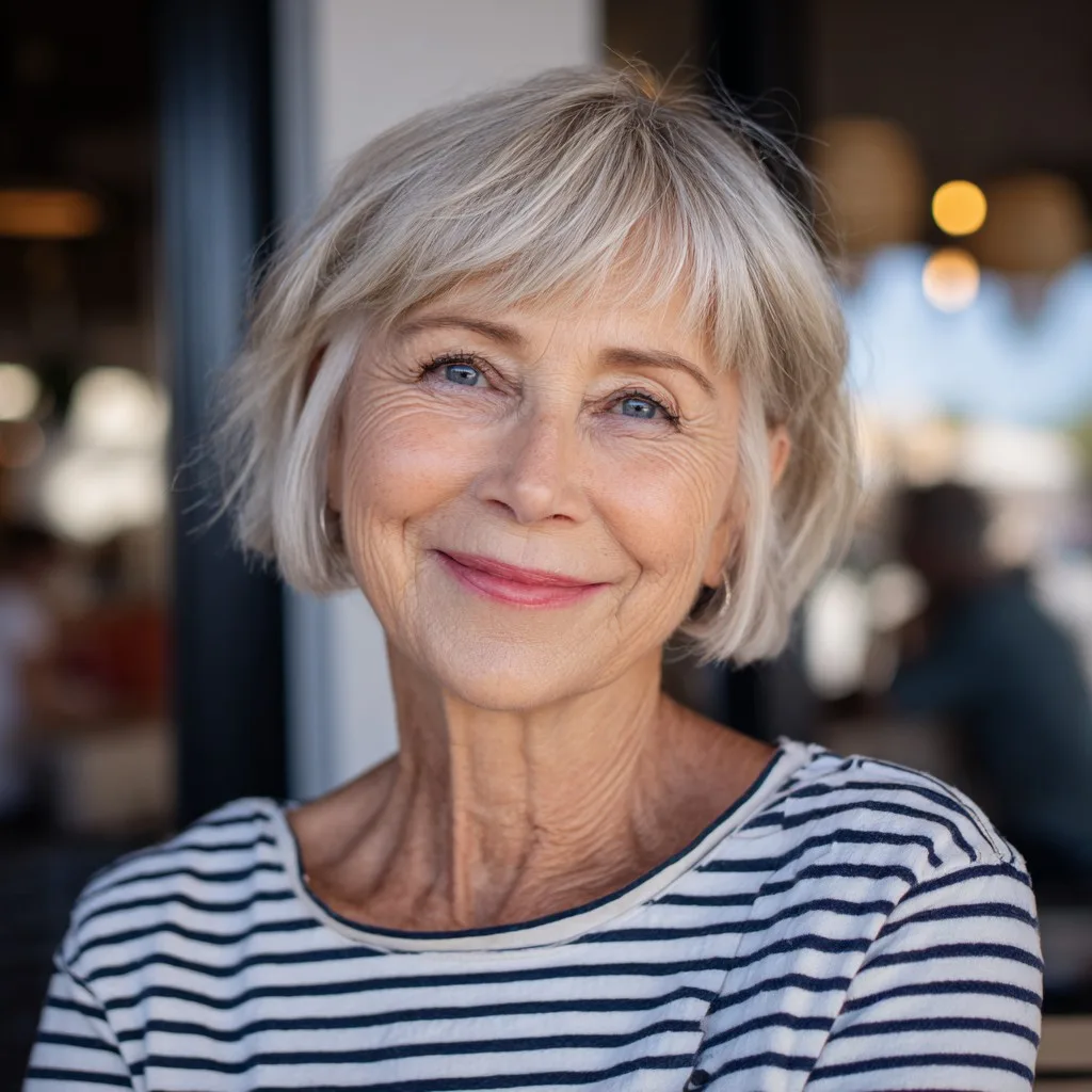 Softly Textured Ash Blonde Bob with Face-Framing Layers