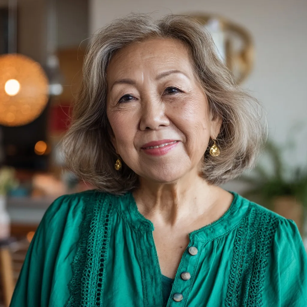 Softly Textured Gray Bob with Gentle Waves