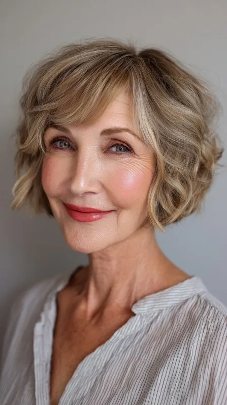 Softly Textured Jagged Bob with Light Waves