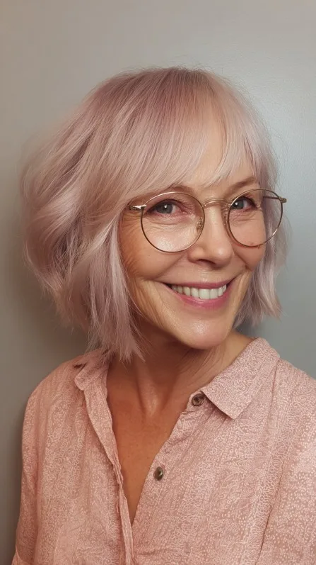 Softly Textured Jagged Bob with Subtle Pastel Shades