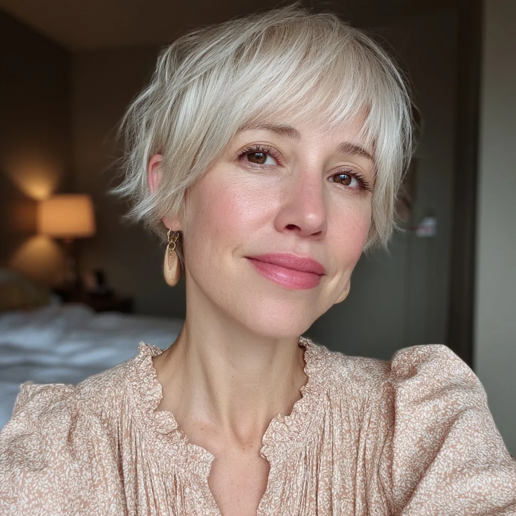 Softly Textured Long Pixie Cut with Face-Framing Layers