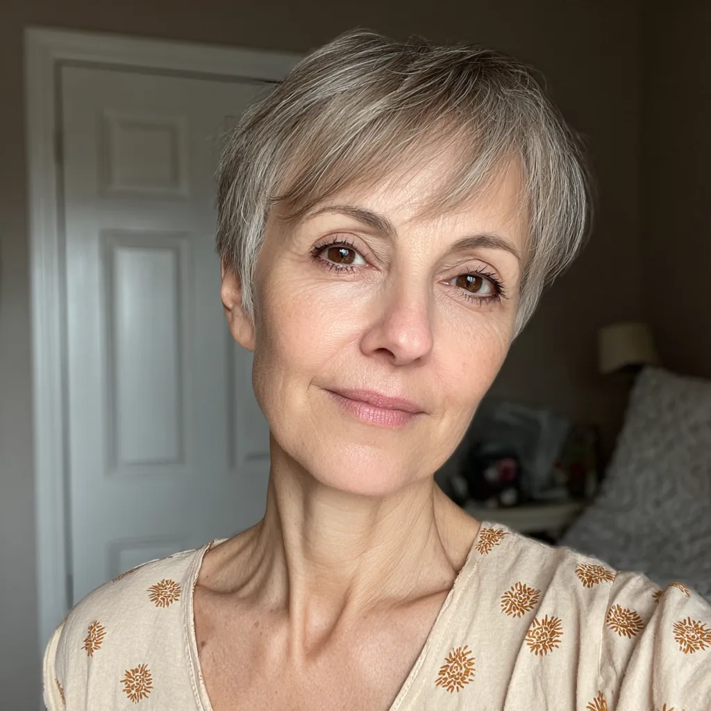 Softly Textured Side-Swept Pixie with Wispy Bangs