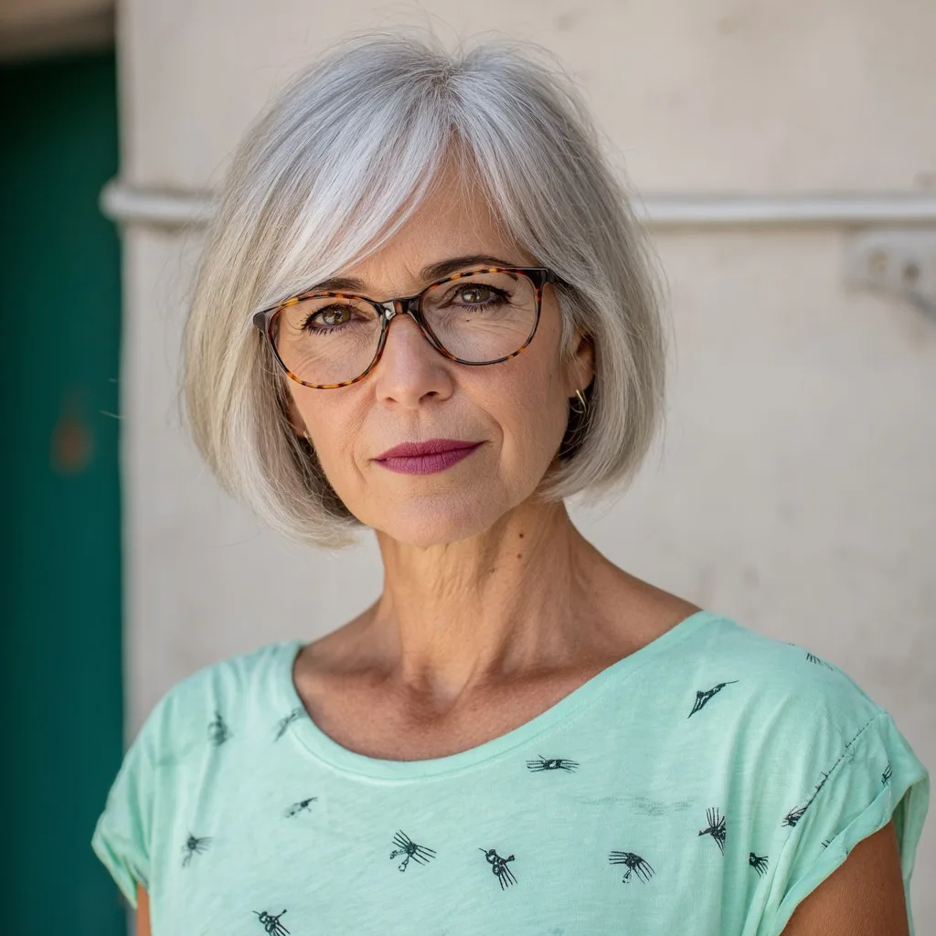 Softly Textured Silver Bob with Subtle Layers