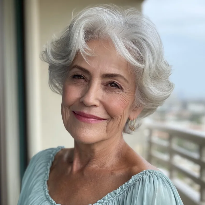Softly Textured Silver Pixie with Gentle Movement