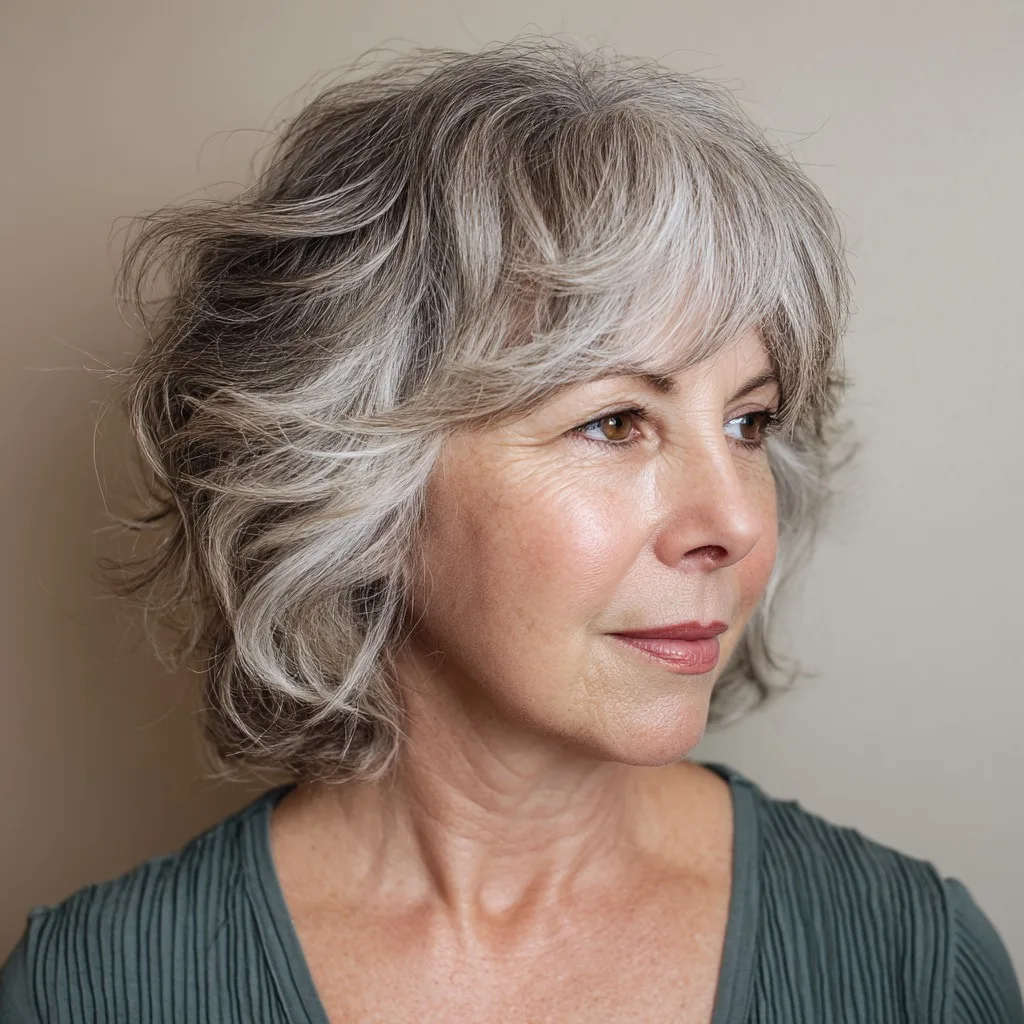 Softly Tousled Silver Layered Cut