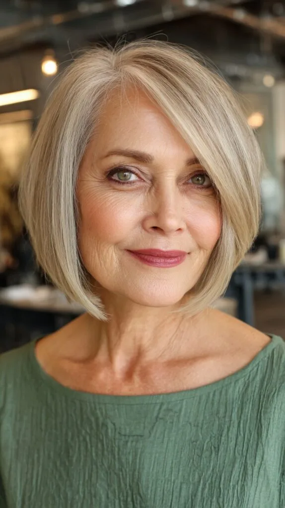 Stylish Angled Bob with Subtle Highlights