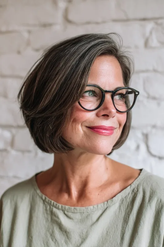 Stylish Asymmetrical Wedge Bob with Subtle Layers