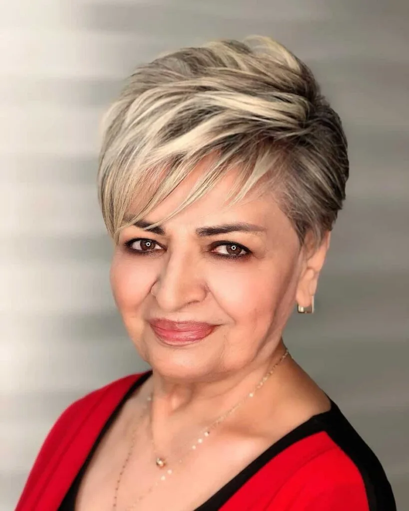 stylish blonde pixie for women in their 60s
