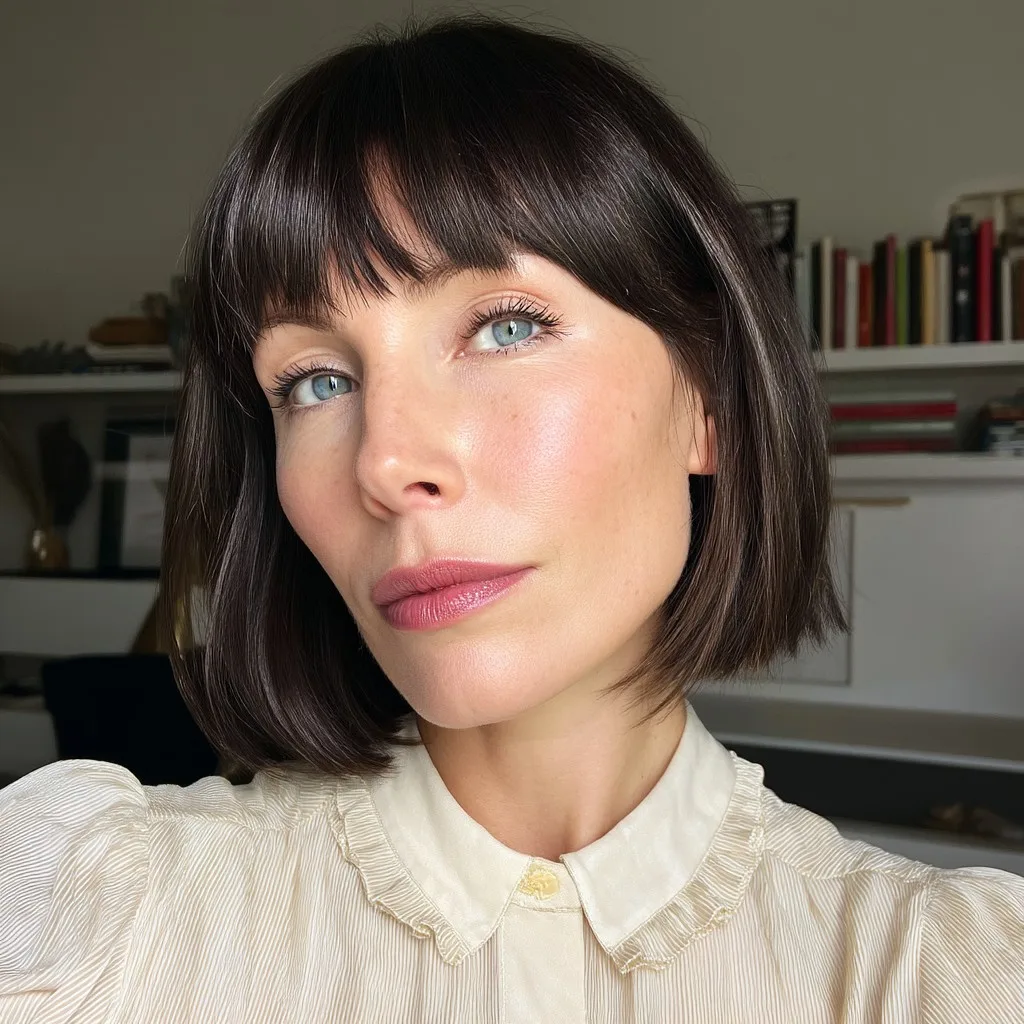 Stylish Blunt Bob with Bold Bangs