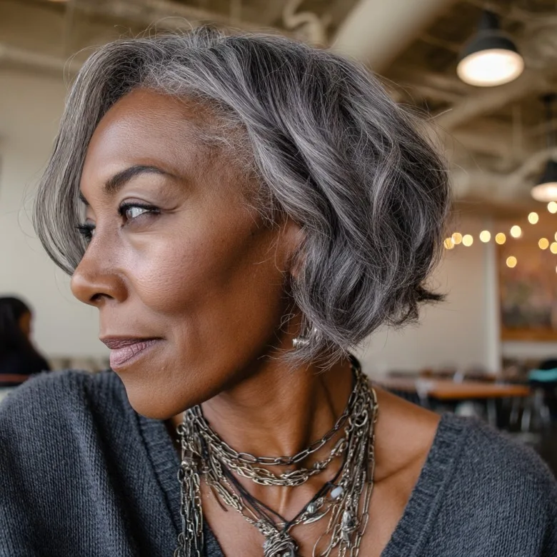 Stylish Gray Bob with Soft Waves
