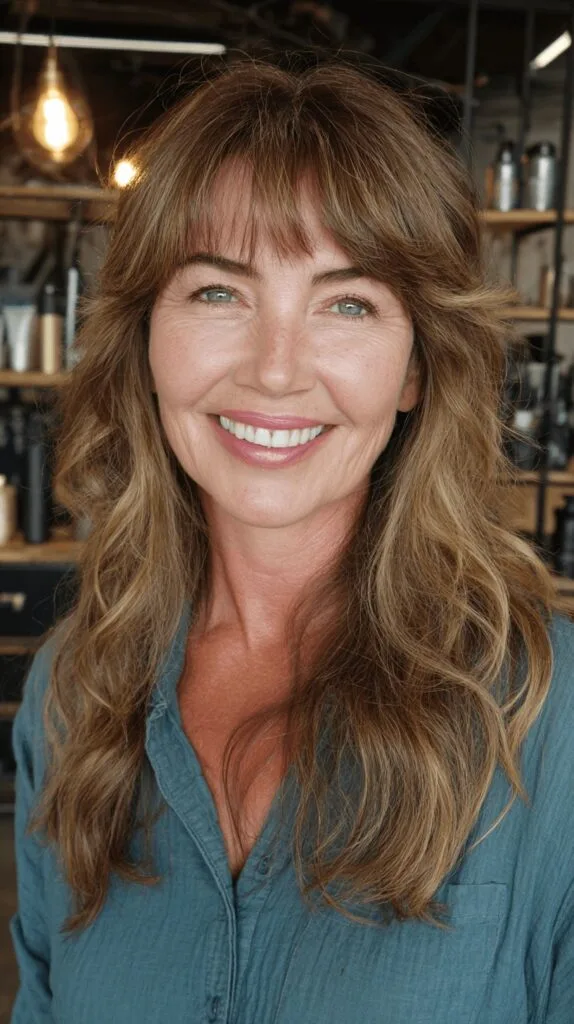 Stylish Long Layered Cut with Face-Framing Bangs