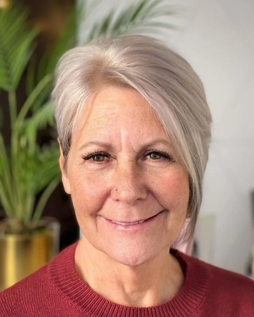 stylish pixie cut for mature women with fine hair