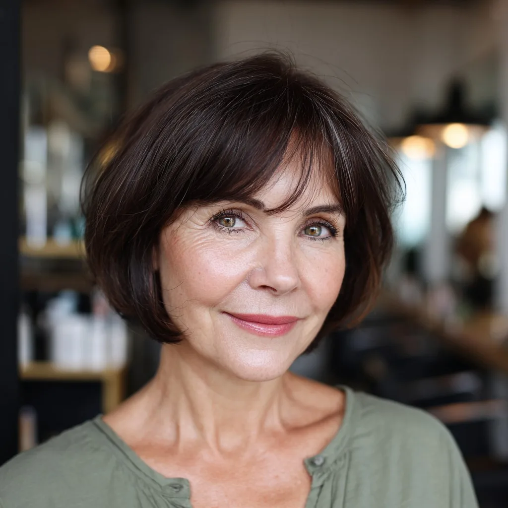 Stylish Rounded Bob with Soft Bangs