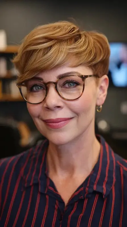 Stylish Short Crop with Playful Long Bangs