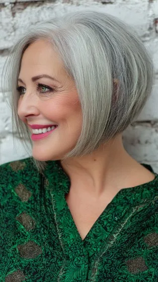 Stylish Silver Bob with Subtle Layers