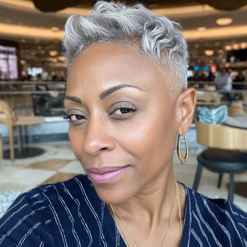 Stylish Silver Textured Crop with Defined Waves