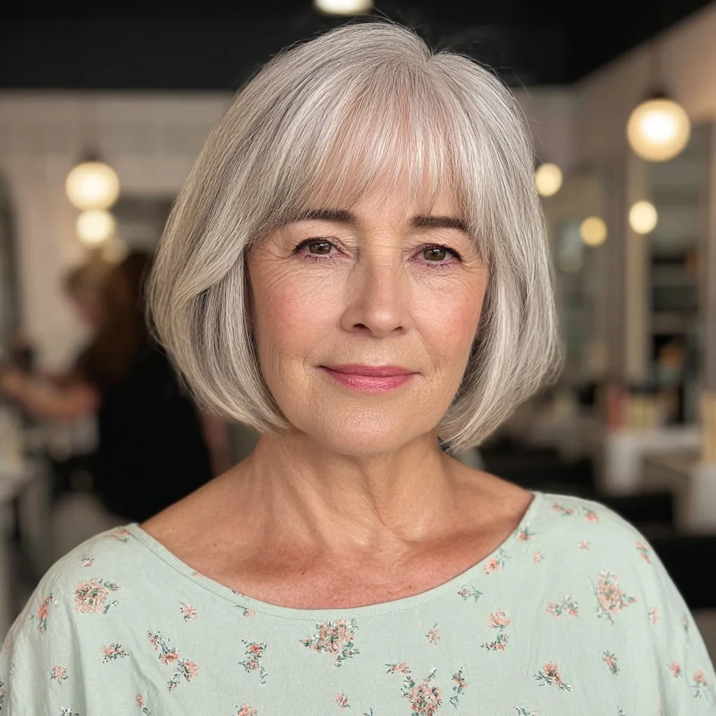 Stylish Silvery Bob with Subtle Layers