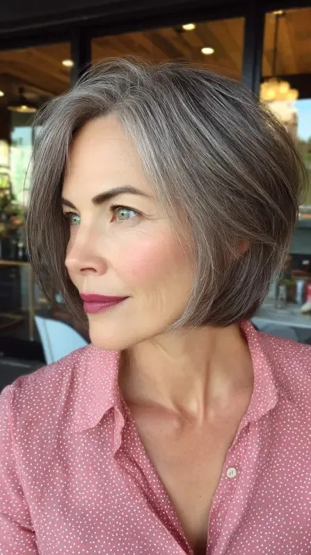 Stylish Softly Layered Micro Bob with Gentle Waves