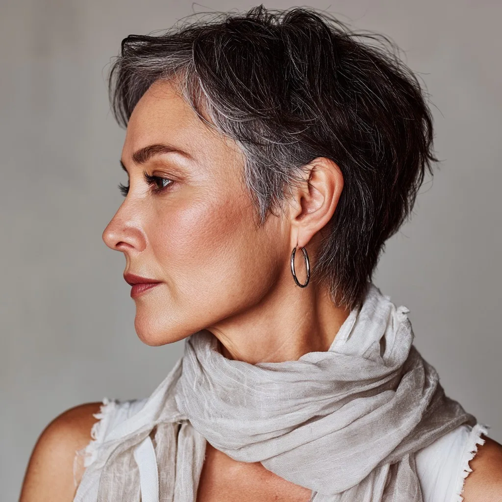 Stylish Softly Textured Mixie Cut with Subtle Highlights