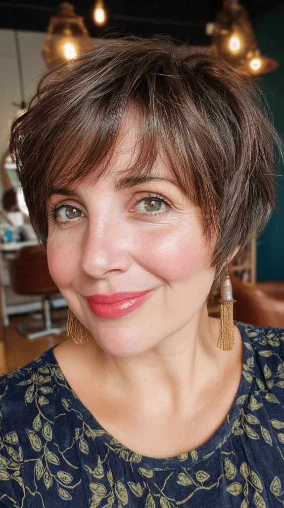 Stylish Textured Bixie Cut with Soft Fringe