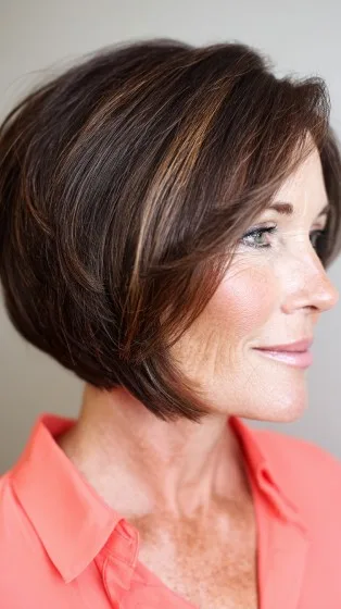 Stylish Textured Bob with Subtle Caramel Highlights