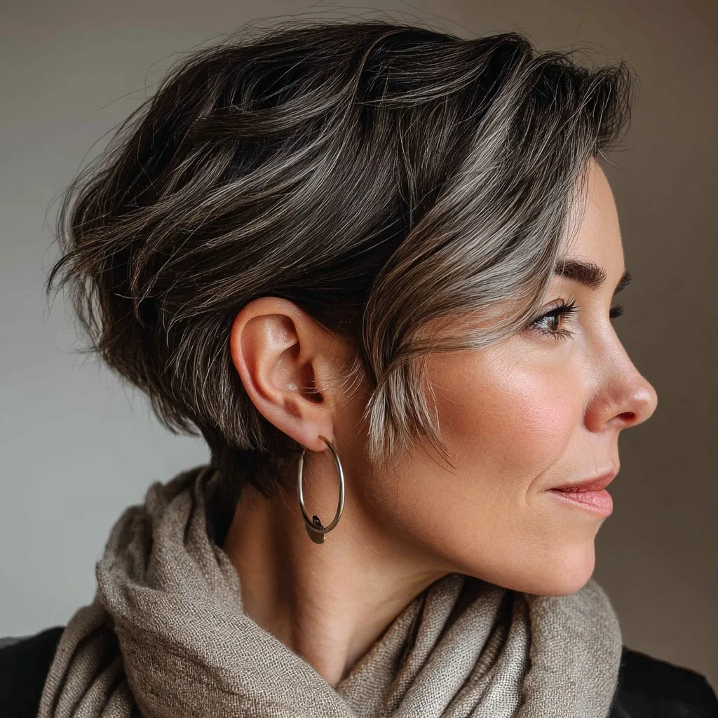 Stylish Textured Mixie Cut with Subtle Highlights