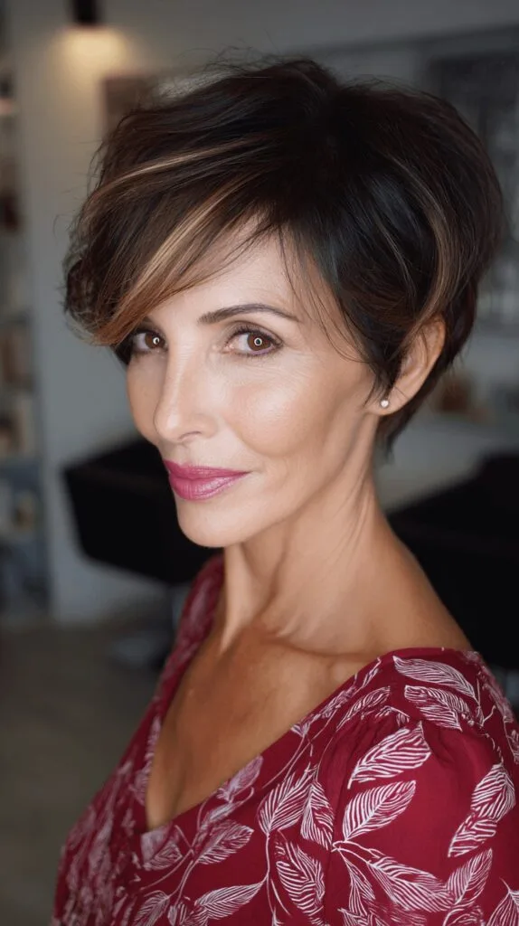 Stylish Textured Stacked Pixie Cut with Subtle Highlights