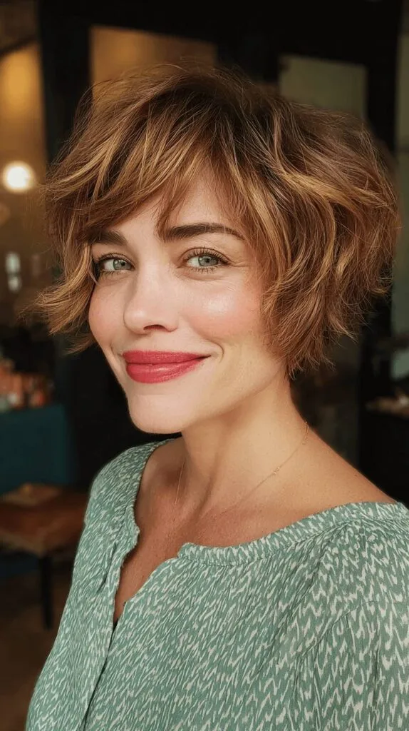 Textured Bixie Cut with Playful Curls