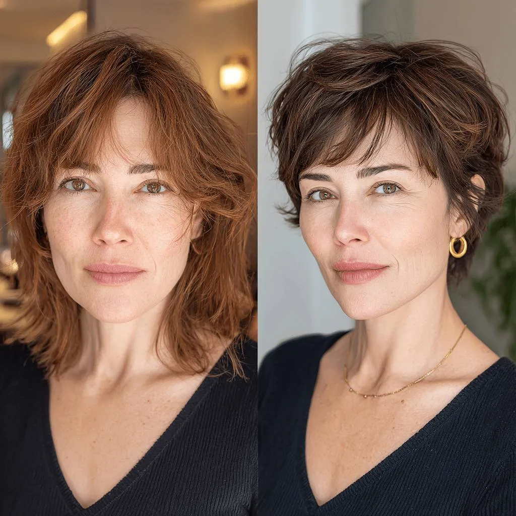 Textured Bixie Cut with Soft Volume and Subtle Highlights