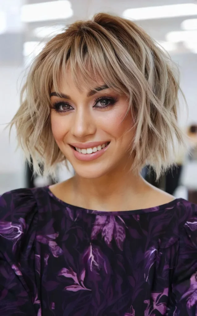 textured blonde bob for women with fine hair