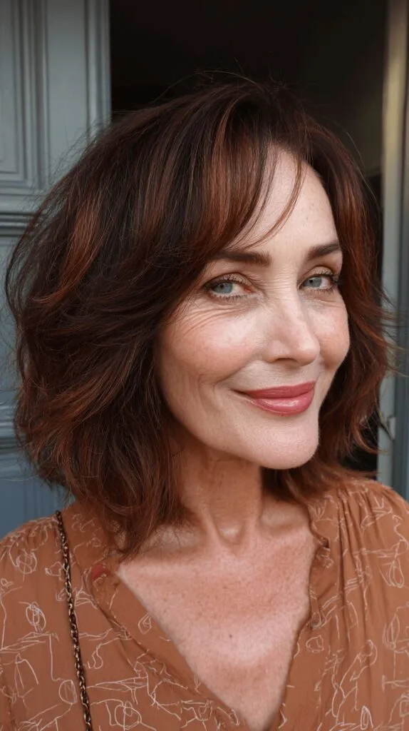 Textured Bob with Rich Auburn Highlights