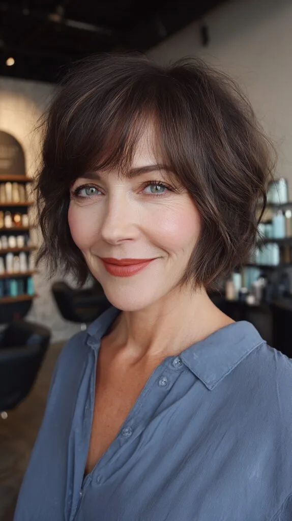 Textured Bob with Soft Bangs and Volume