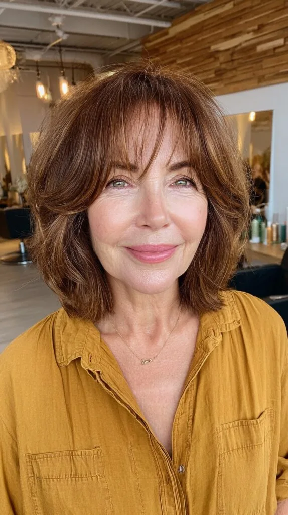 Textured Brown Bob with Face-Framing Layers