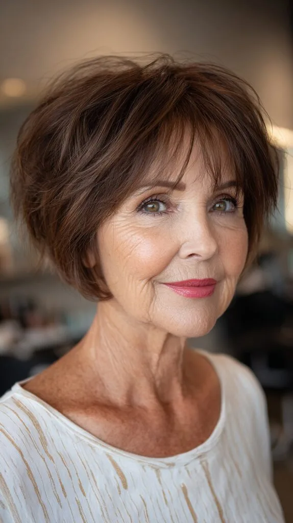 Textured Brown Bob with Feathered Layers