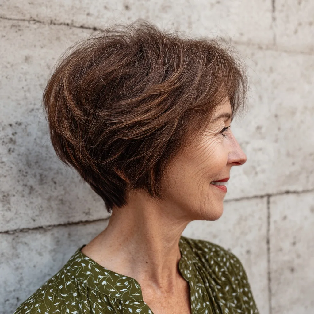 Textured Brown Bob with Subtle Layers