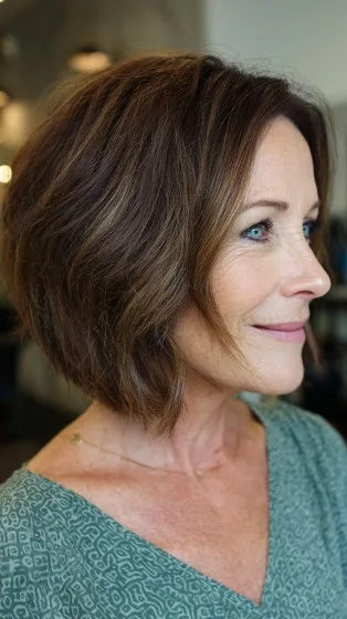 Textured Brown Bob with Subtle Waves