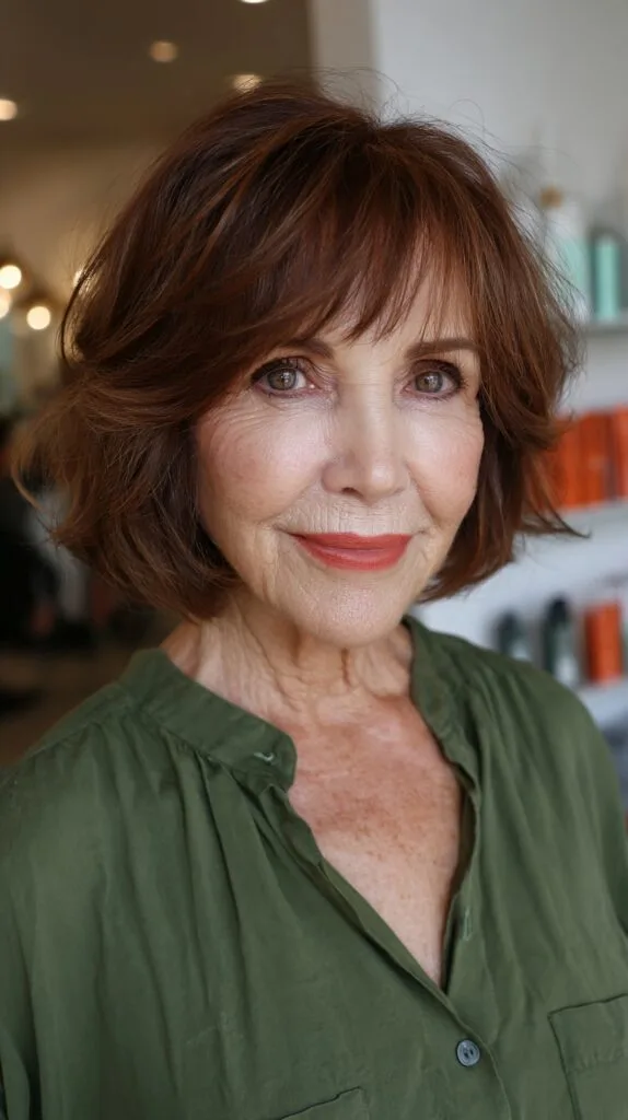 Textured Chestnut Bob with Subtle Layers