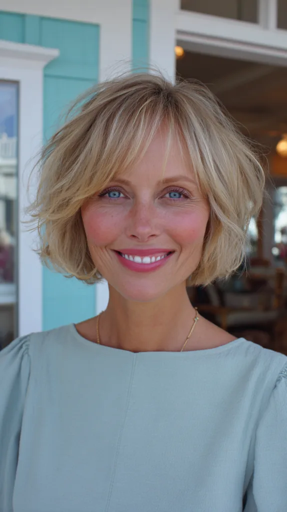 Textured Chin-Length Bob with Soft Bangs