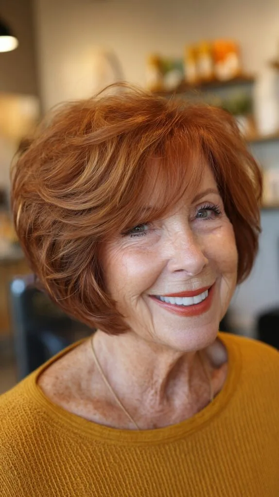 Textured Copper Bob with Luscious Volume