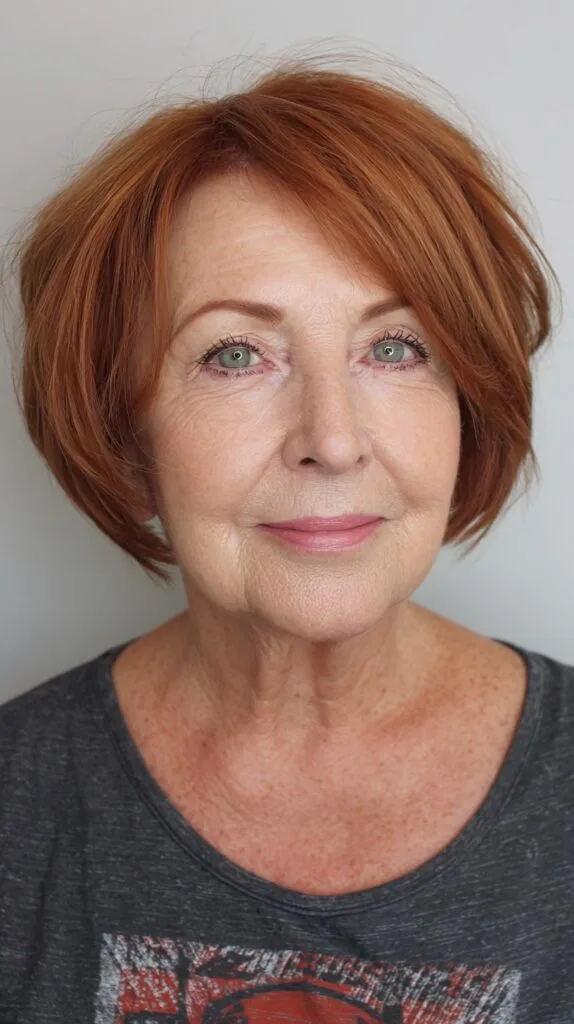 Textured Copper Bob with Subtle Volume