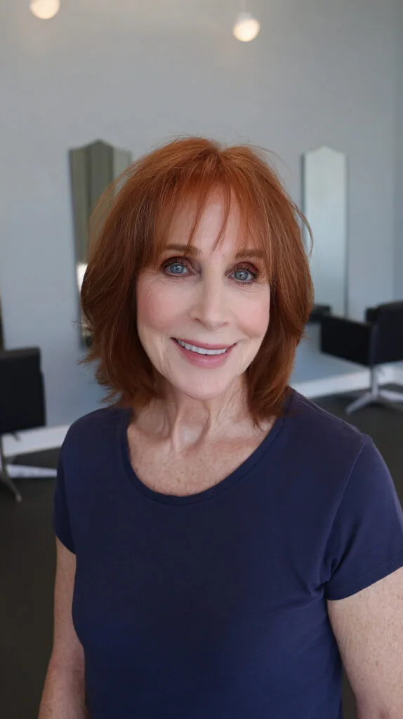 Textured Copper Layered Cut with Wispy Bangs